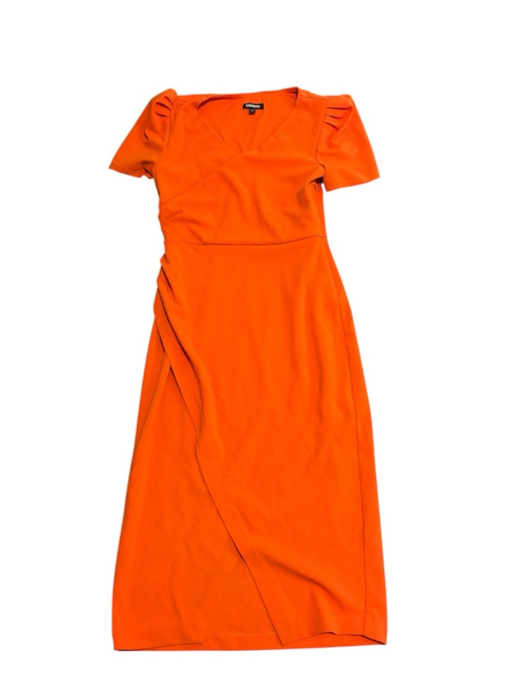 Express Bright Orange Maxi Dress with Short Sleeves